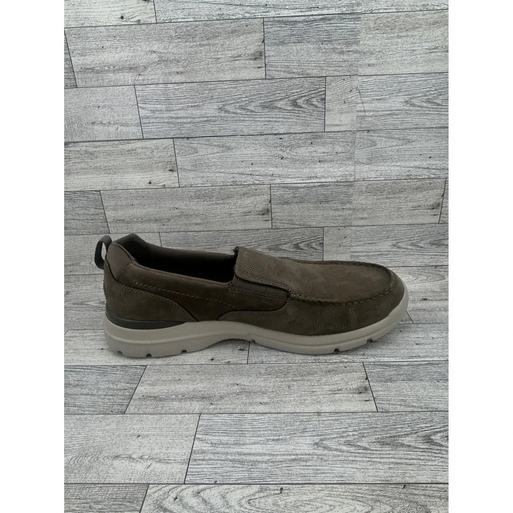 Rockport XCS Men Sz 10.5W Taupe Leather Slip On Loafers truTECH CH1920 Wide